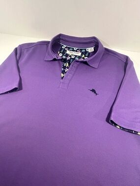 Tommy Bahama Island Zone Polo Shirt Mens Large Purple Short Sleeve Golf Casual
